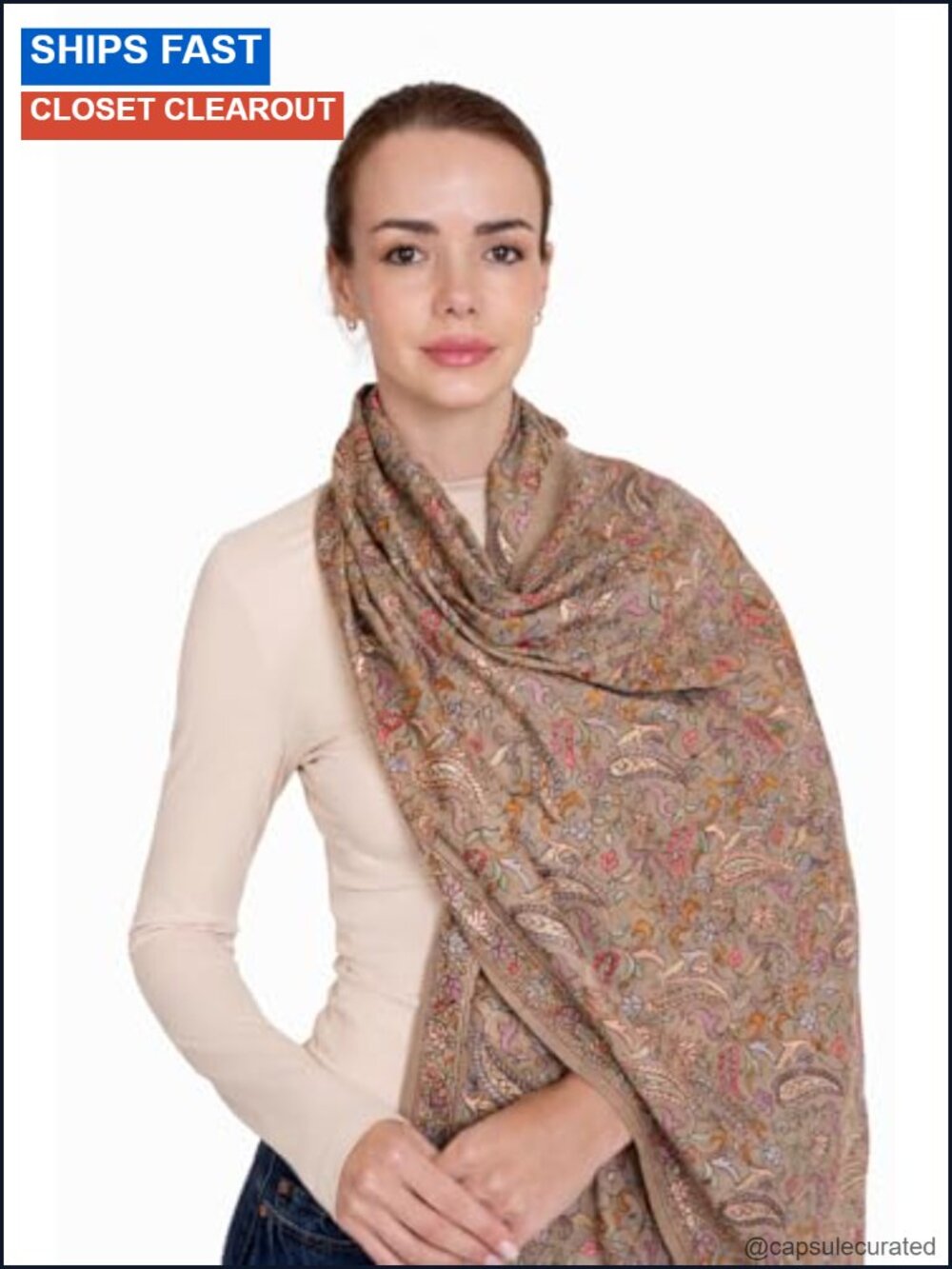 Luxury Cashmere Pashmina Wrap Shawl, Merino Wool Blend, Oversized Scarf